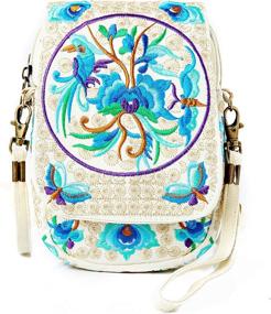 img 4 attached to Embroidery Flowers Crossbody Messenger Cellphone Women's Handbags & Wallets at Crossbody Bags