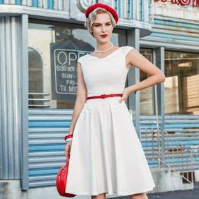 img 2 attached to Retro Style Cap Sleeve Swing Dress For Women - MUXXN 1960S Vintage Pleated Rockabilly Cocktail A-Line Design