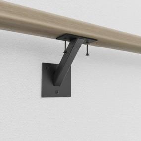 img 2 attached to Heavy Duty Steel Handrail Bracket For Wall Mounted Staircase Railings - Supports Wood Flat Square Railings - Stairway Accessories And Hardware (Black, 1 Pack) From AMSOOM