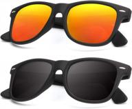 polarized semi-rimless sunglasses for men and women: retro style with 100% uv protection logo