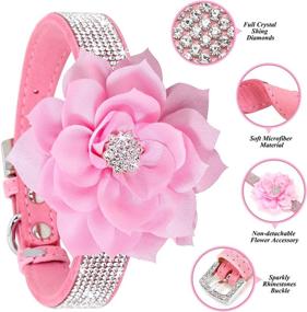 img 2 attached to Small Dog Rhinestone Collars: Sparkling Diamond Collar for Pets, Soft Bling Collar for Medium Dogs with Floral Design