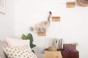 img 1 attached to MYZOO Lack: Wall Mounted Cat Shelf, Wooden Cat Furniture, Floating Cat Perch, Cat Tree (M, Oak)