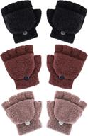 🧤 winter girls' knitted mitten gloves: perfect accessories for cold weather comfort logo