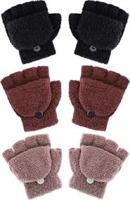 img 4 attached to 🧤 Winter Girls' Knitted Mitten Gloves: Perfect Accessories for Cold Weather Comfort