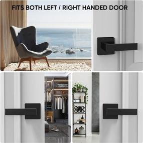 img 3 attached to TICONN Black Door Handle Heavy Duty, Matte Black Door Knob Reversible Square Door Lever For Bedroom, Bathroom And Rooms (Dummy - Without Lock And Key, 1-Pack)