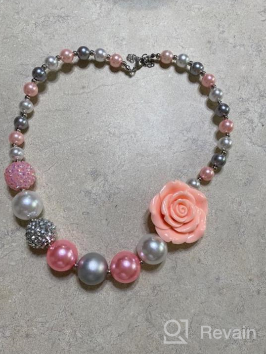 img 1 attached to 💎 Chunky Bubblegum Necklace with Flower Pendant - Fashion Beaded Baby Jewelry in Gift Box review by Charles Parente