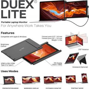 img 3 attached to Duex Portable Monitor Laptops Compatible 12.5", 1920X1080P, 60Hz, Attachable Laptop Monitor, Glossy Screen, DUEXLITEGREY, IPS