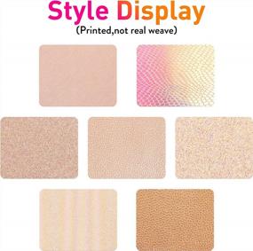 img 3 attached to Rose Gold Faux Leather Sheets: Texture Holographic Glitter Leather,7Pcs 8X12Inch A4 Rose Gold Color Mixed Bundle PU Leather Sparkle Pearl Embossed Pattern Synthetic For Bows Earrings DIY Crafts