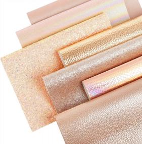img 2 attached to Rose Gold Faux Leather Sheets: Texture Holographic Glitter Leather,7Pcs 8X12Inch A4 Rose Gold Color Mixed Bundle PU Leather Sparkle Pearl Embossed Pattern Synthetic For Bows Earrings DIY Crafts