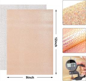 img 1 attached to Rose Gold Faux Leather Sheets: Texture Holographic Glitter Leather,7Pcs 8X12Inch A4 Rose Gold Color Mixed Bundle PU Leather Sparkle Pearl Embossed Pattern Synthetic For Bows Earrings DIY Crafts