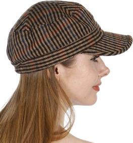 img 4 attached to Vintage Cadet Hat For Women - Adjustable Trucker Cap With Baseball And Military Design For Warmth