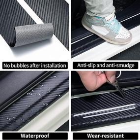 img 1 attached to Yuanxing 4pcs Carbon Fiber Car Door Front/Rear Sill Plate Protectors with USA US Flag Sticker - Decorative Door Entry Guards, Threshold Scratch Pad Film for Cummins Auto Truck SUV