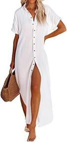 img 2 attached to Dokotoo Women'S Short Sleeve Button Down Kimono Cardigan Swimsuit Cover Up