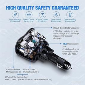 img 1 attached to 🔌 150w Car Charger Type-C 20W PD and QC 3.0 Dual Sockets Car Adapter with Separate Switch, LED Voltage Display, and 15A Replaceable Fuse - Otium Cigarette Lighter Splitter for Phone, GPS, Dash Cam, and More