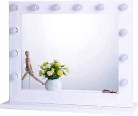 img 3 attached to Chende Hollywood Vanity Mirror With Lights, 31.5 X 25.6 Inches And Outlet, Gloss Metal Frame, Replaceable LED Bulbs, Wall Mounted Makeup Mirror For Bedroom (White)