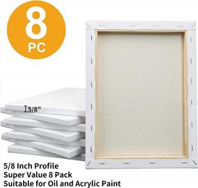 img 2 attached to Super Value Pack Of 8 Stretched White Blank Canvases - 9X12 Inch, Primed For Acrylics, Oils & Other Painting Media, 100% Cotton, 5/8 Inch Profile By FIXSMITH