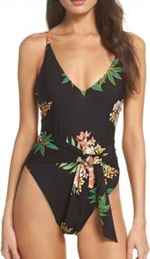 img 4 attached to Trending COCOLEGGINGS Women'S High Cut Swimsuit With Tropical Tie Front