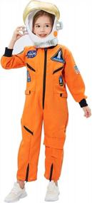 img 4 attached to Orange Space Suit Costume With Helmet For Kids Role Play, Halloween And Dress Up Costumes - Perfect For Boys And Girls Wanting To Be Astronauts!