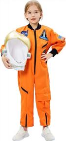 img 3 attached to Orange Space Suit Costume With Helmet For Kids Role Play, Halloween And Dress Up Costumes - Perfect For Boys And Girls Wanting To Be Astronauts!