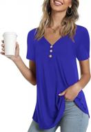 stylish and comfortable: awuliffan women's summer tunic tops with short sleeves and casual button up blouses logo