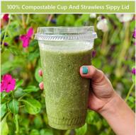 🥤 [24oz, 50 count] biodegradable smoothie cups with strawless sippy lids - perfect for blending smoothies in eco-friendly cups - works with blend friend adapter logo