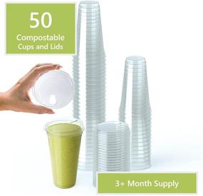 img 3 attached to 🥤 [24oz, 50 count] Biodegradable Smoothie Cups with Strawless Sippy Lids - Perfect for Blending Smoothies in Eco-Friendly Cups - Works with Blend Friend Adapter