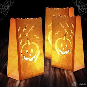 img 4 attached to 🎃 Homemory 24 Pack Halloween Luminary Bags for Optimal SEO, Flame Resistant Luminaries, Orange Tea Light Candle Bags for Halloween Decoration, Parties, Fall Festival