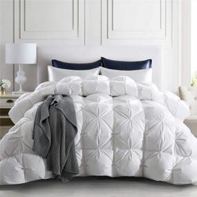 img 4 attached to Experience Ultimate Comfort With Puredown® Goose Down Comforter - Full/Queen Size, 800 Fill Power, 100% Cotton, Winter Oversized Duvet Insert, 700 Thread Count, Pinch Pleat Extra Warmth
