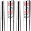 2 pairs 9.8" reusable stainless steel chopsticks - multicolor laser engraved non-slip, dishwasher safe gift set (s2) logo