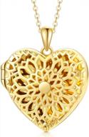 14k gold personalized heart locket necklace - picture gift choice for sunflower/starburst/cross/rose/lotus logo