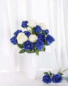 img 2 attached to 🌹 Beautiful Blooming Blue Roses: Veryhome Artificial Silk Flowers for Home Garden Décor & Weddings - 10 Pcs