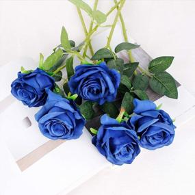 img 1 attached to 🌹 Beautiful Blooming Blue Roses: Veryhome Artificial Silk Flowers for Home Garden Décor & Weddings - 10 Pcs
