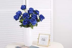 img 3 attached to 🌹 Beautiful Blooming Blue Roses: Veryhome Artificial Silk Flowers for Home Garden Décor & Weddings - 10 Pcs
