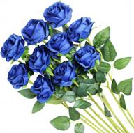 🌹 beautiful blooming blue roses: veryhome artificial silk flowers for home garden décor & weddings - 10 pcs logo