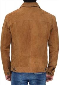 img 1 attached to Мужская коричневая замшевая кожаная куртка - Черная куртка Blingsoul из натуральной овечьей кожи для мужчин