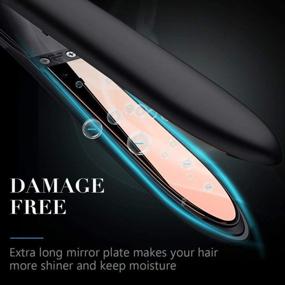 img 3 attached to Thin Flat Iron For All Hair Types With Dual Voltage, Professional Hair Straightener Titanium Flat Iron For Hair: Hair Straightening And Curling Iron 2 In 1 With 1 Inch Plates, Black