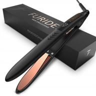 thin flat iron for all hair types with dual voltage, professional hair straightener titanium flat iron for hair: hair straightening and curling iron 2 in 1 with 1 inch plates, black logo