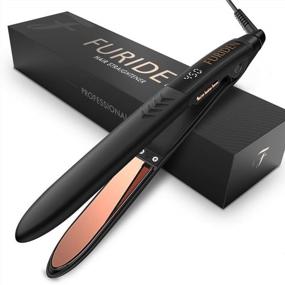 img 4 attached to Thin Flat Iron For All Hair Types With Dual Voltage, Professional Hair Straightener Titanium Flat Iron For Hair: Hair Straightening And Curling Iron 2 In 1 With 1 Inch Plates, Black