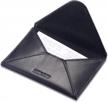 black italian calfskin envelope business card case featuring magnet closure by hiscow logo