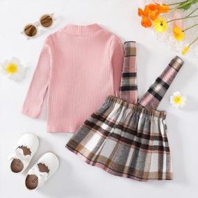 img 2 attached to Stylish Ribbed Pullover And Plaid Suspender Skirt Set For Toddler Girls - Available In Multiple Sizes