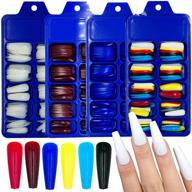 400pcs colorful long coffin press on nails - ultimate nail art accessory set for girls! logo