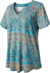 img 2 attached to 💐 FOLUNSI Women’s Plus Size Short Sleeve Henley Shirt – V Neck Floral Blouses Tunic Tops in Sizes M-4XL