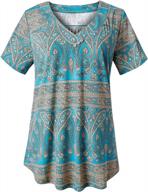 💐 folunsi women’s plus size short sleeve henley shirt – v neck floral blouses tunic tops in sizes m-4xl logo