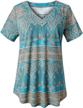 💐 folunsi women’s plus size short sleeve henley shirt – v neck floral blouses tunic tops in sizes m-4xl logo