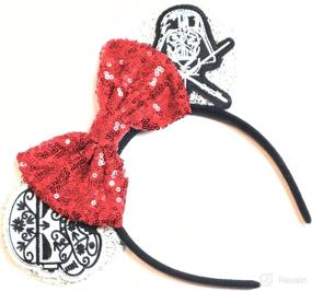 img 1 attached to 🖤 CLGIFT Star Wars Ears: Black Mouse Ears with Darth Vader & Red Storm Trooper, Mickey Mouse-style Headband