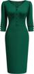 knitee women's vintage 1950s v neck 3/4 sleeve ruched bodycon party cocktail dress logo
