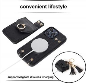 img 3 attached to Чехол для телефона через плечо AnsTOP для IPhone 14 Pro Max: кошелек из искусственной кожи с блокировкой RFID и защитой Airpods для женщин