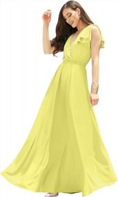 img 4 attached to Elegant V-Neck Ruffle Sleeveless Prom Gown For Women - KOH KOH Maxi Dress