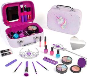 img 4 attached to Make Your Little Princess Shine With SmartEmily'S Talc-Free Kids Makeup Set - Premium Cosmetics, Safe, Non-Toxic, And Real Make-Up, Comes With Unicorn Organizer, Princess Tiara & Wand!