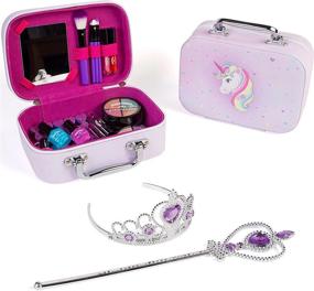 img 3 attached to Make Your Little Princess Shine With SmartEmily'S Talc-Free Kids Makeup Set - Premium Cosmetics, Safe, Non-Toxic, And Real Make-Up, Comes With Unicorn Organizer, Princess Tiara & Wand!